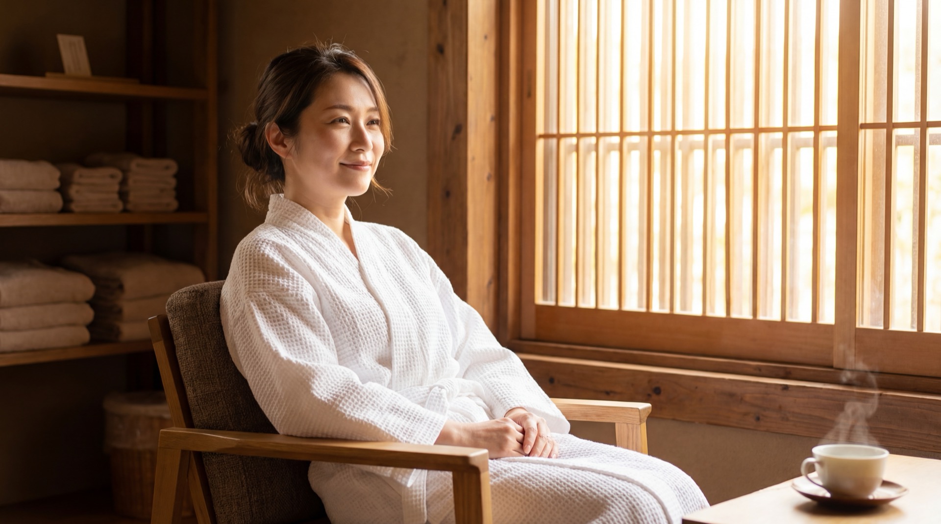 施術後にリラックスするお客様